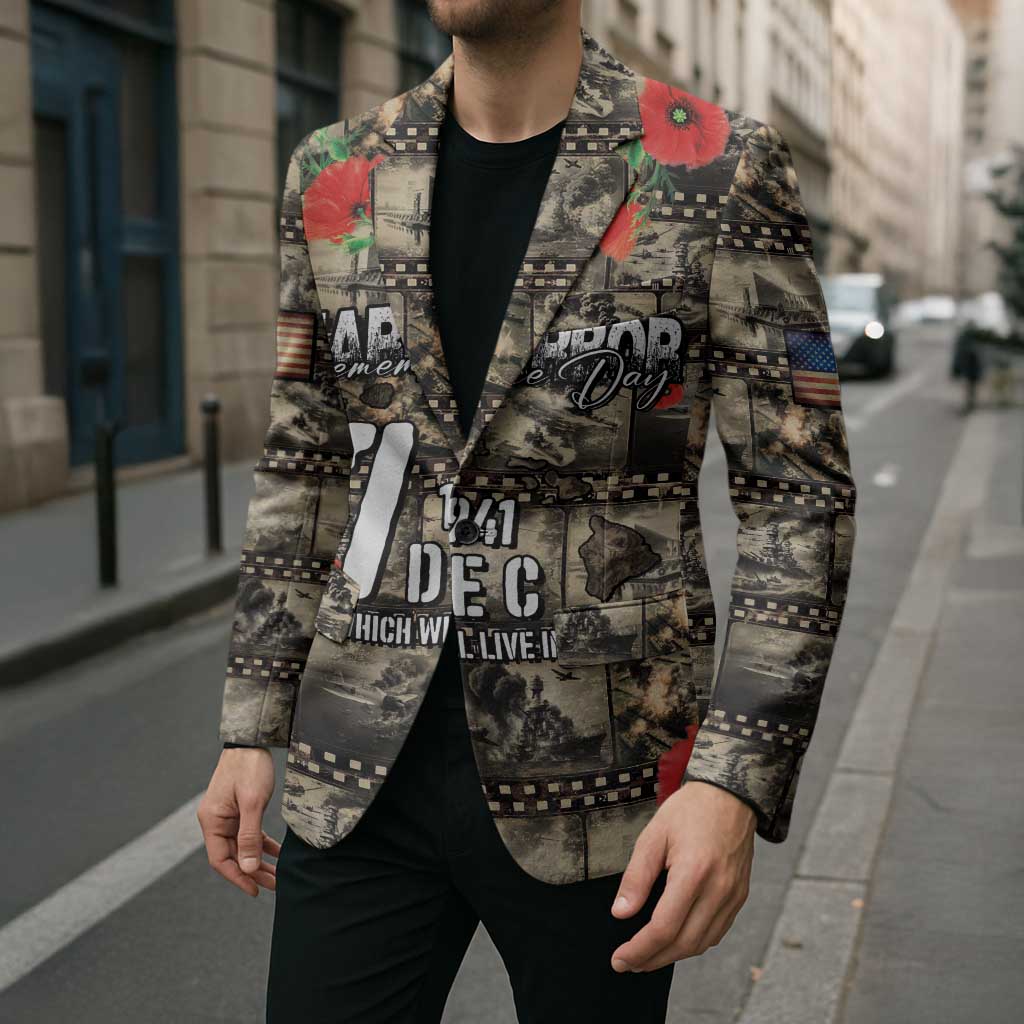 Pearl Harbor Remembrance Day Personalized Blazer Memories of December 7 with Red Poppy Lei - Wonder Print Shop