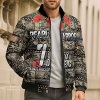 Pearl Harbor Remembrance Day Personalized Bomber Puffer Jacket Memories of December 7 with Red Poppy Lei - Wonder Print Shop