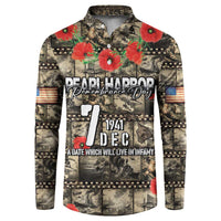 Pearl Harbor Remembrance Day Personalized Button Sweatshirt Memories of December 7 with Red Poppy Lei - Wonder Print Shop