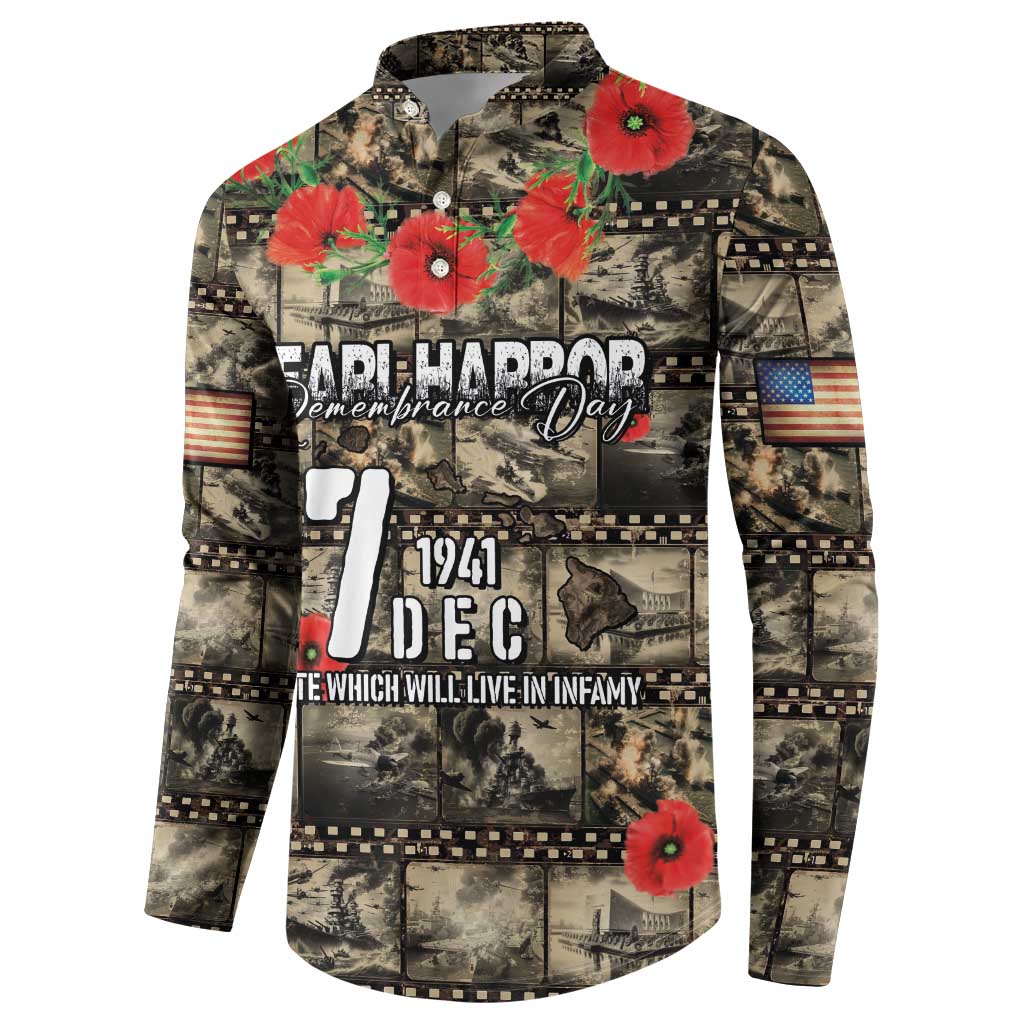 Pearl Harbor Remembrance Day Personalized Button Sweatshirt Memories of December 7 with Red Poppy Lei - Wonder Print Shop