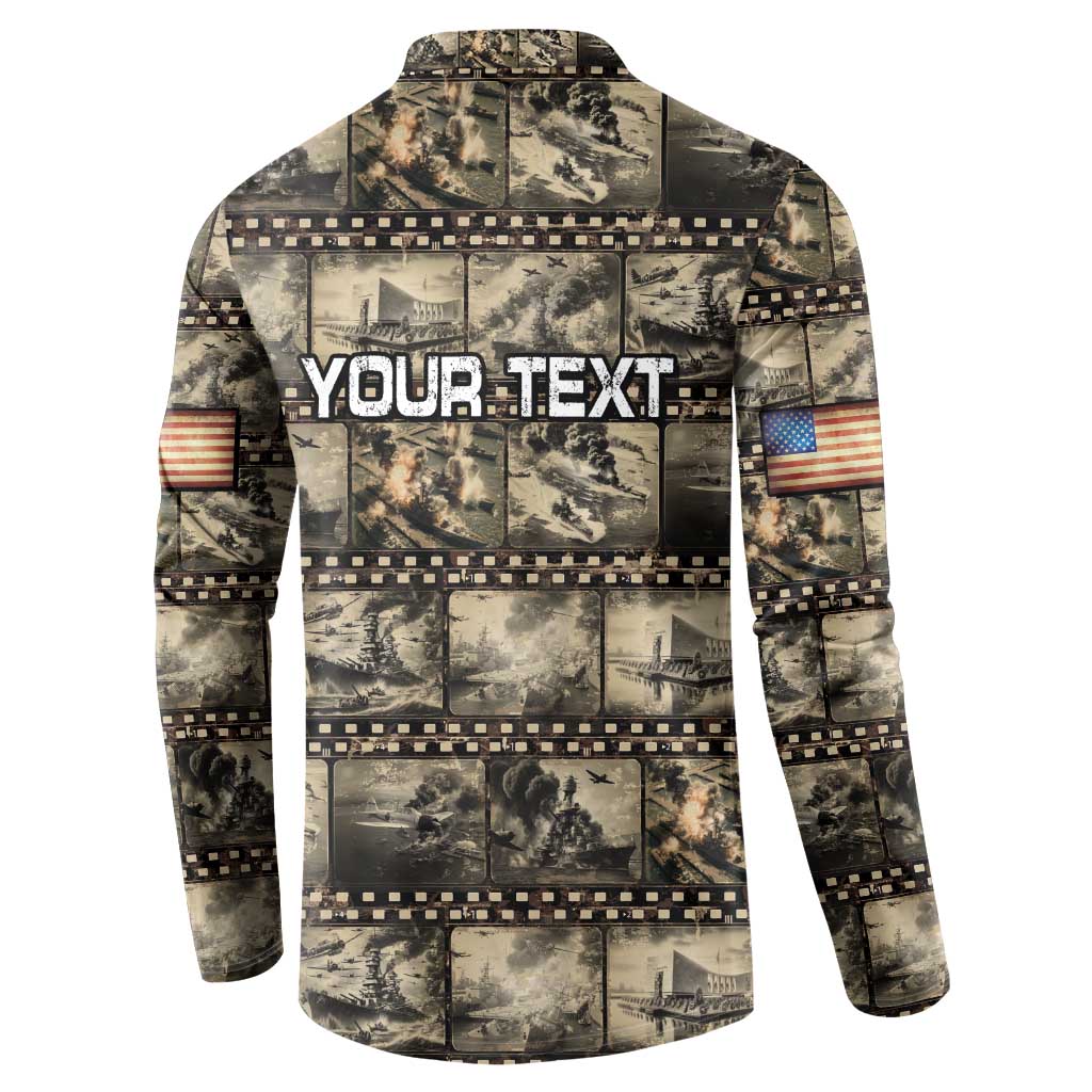 Pearl Harbor Remembrance Day Personalized Button Sweatshirt Memories of December 7 with Red Poppy Lei - Wonder Print Shop