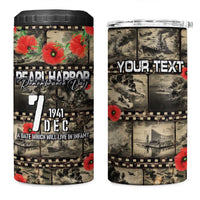 Pearl Harbor Remembrance Day Personalized 4 in 1 Can Cooler Tumbler Memories of December 7 with Red Poppy Lei - Wonder Print Shop