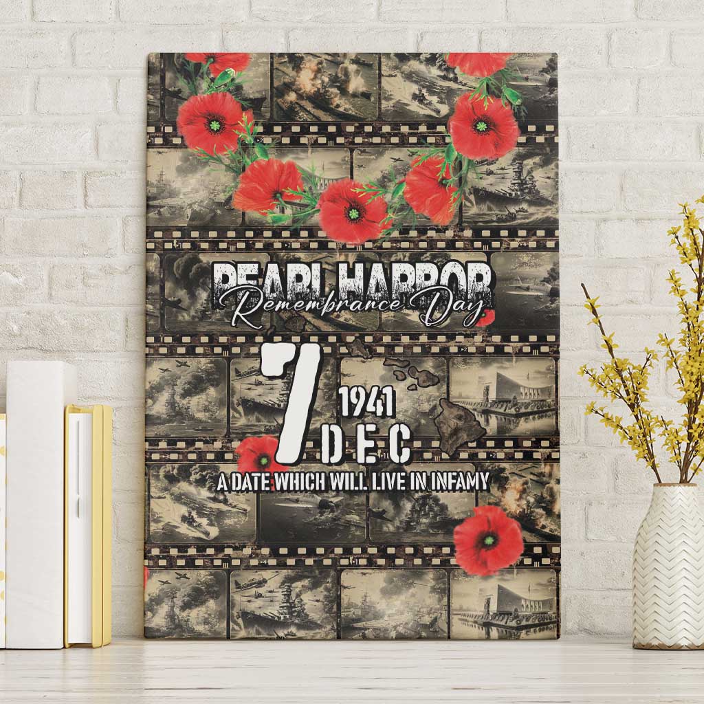 Pearl Harbor Remembrance Day Canvas Wall Art Memories of December 7 with Red Poppy Lei - Wonder Print Shop