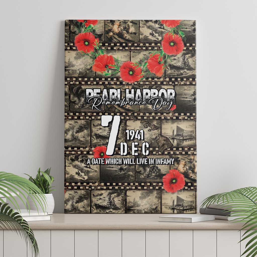Pearl Harbor Remembrance Day Canvas Wall Art Memories of December 7 with Red Poppy Lei - Wonder Print Shop