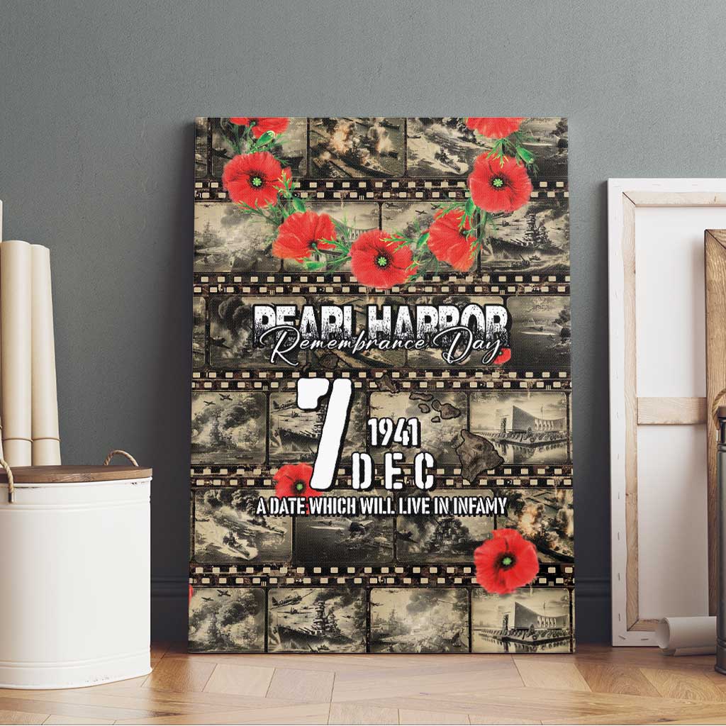 Pearl Harbor Remembrance Day Canvas Wall Art Memories of December 7 with Red Poppy Lei - Wonder Print Shop