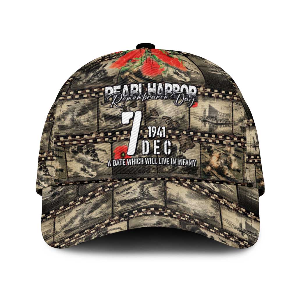 Pearl Harbor Remembrance Day Personalized Classic Cap Memories of December 7 with Red Poppy Lei - Wonder Print Shop