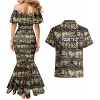 Pearl Harbor Remembrance Day Personalized Couples Matching Mermaid Dress and Hawaiian Shirt Memories of December 7 with Red Poppy Lei - Wonder Print Shop