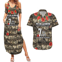Pearl Harbor Remembrance Day Personalized Couples Matching Summer Maxi Dress and Hawaiian Shirt Memories of December 7 with Red Poppy Lei - Wonder Print Shop