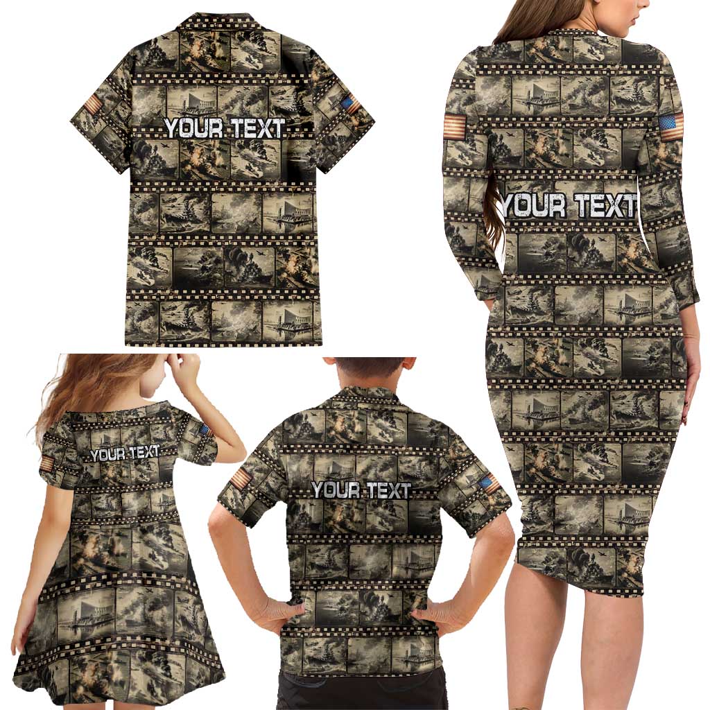 Pearl Harbor Remembrance Day Personalized Family Matching Long Sleeve Bodycon Dress and Hawaiian Shirt Memories of December 7 with Red Poppy Lei - Wonder Print Shop