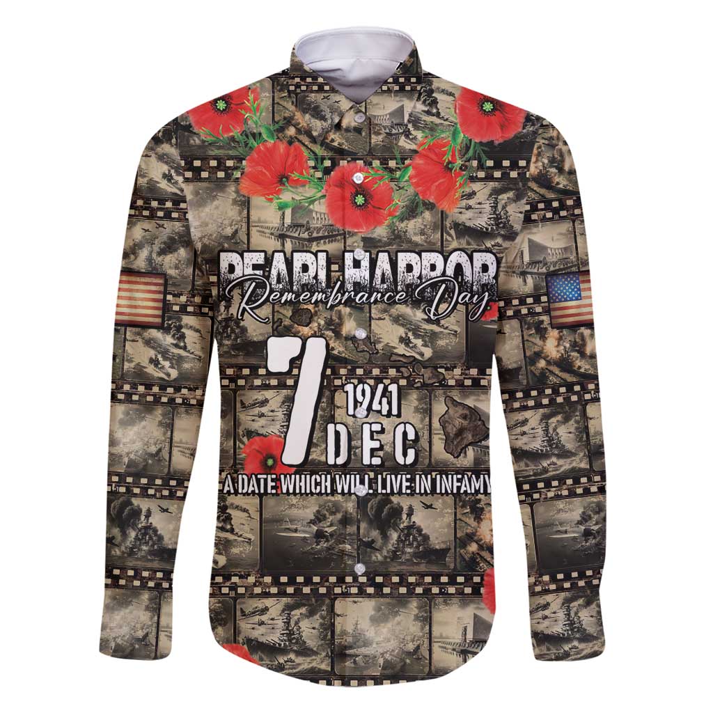 Pearl Harbor Remembrance Day Personalized Family Matching Long Sleeve Bodycon Dress and Hawaiian Shirt Memories of December 7 with Red Poppy Lei - Wonder Print Shop