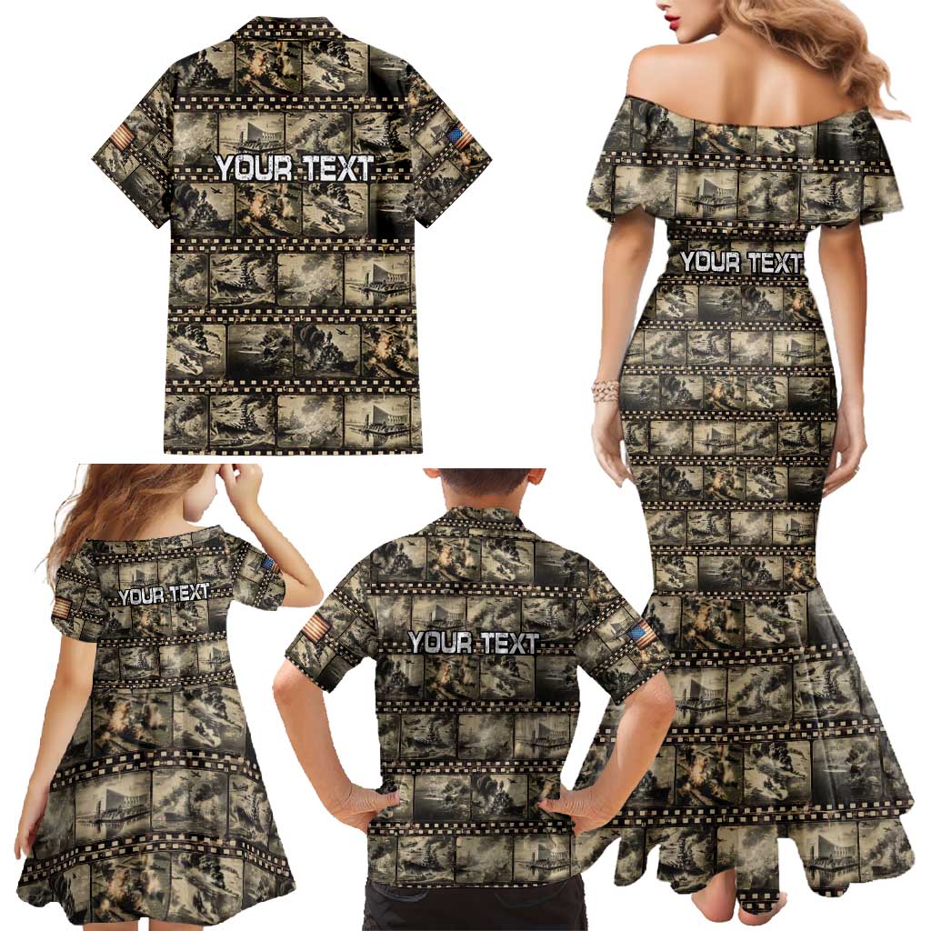 Pearl Harbor Remembrance Day Personalized Family Matching Mermaid Dress and Hawaiian Shirt Memories of December 7 with Red Poppy Lei - Wonder Print Shop