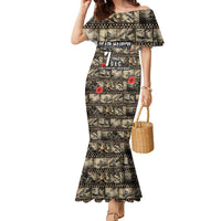 Pearl Harbor Remembrance Day Personalized Family Matching Mermaid Dress and Hawaiian Shirt Memories of December 7 with Red Poppy Lei - Wonder Print Shop
