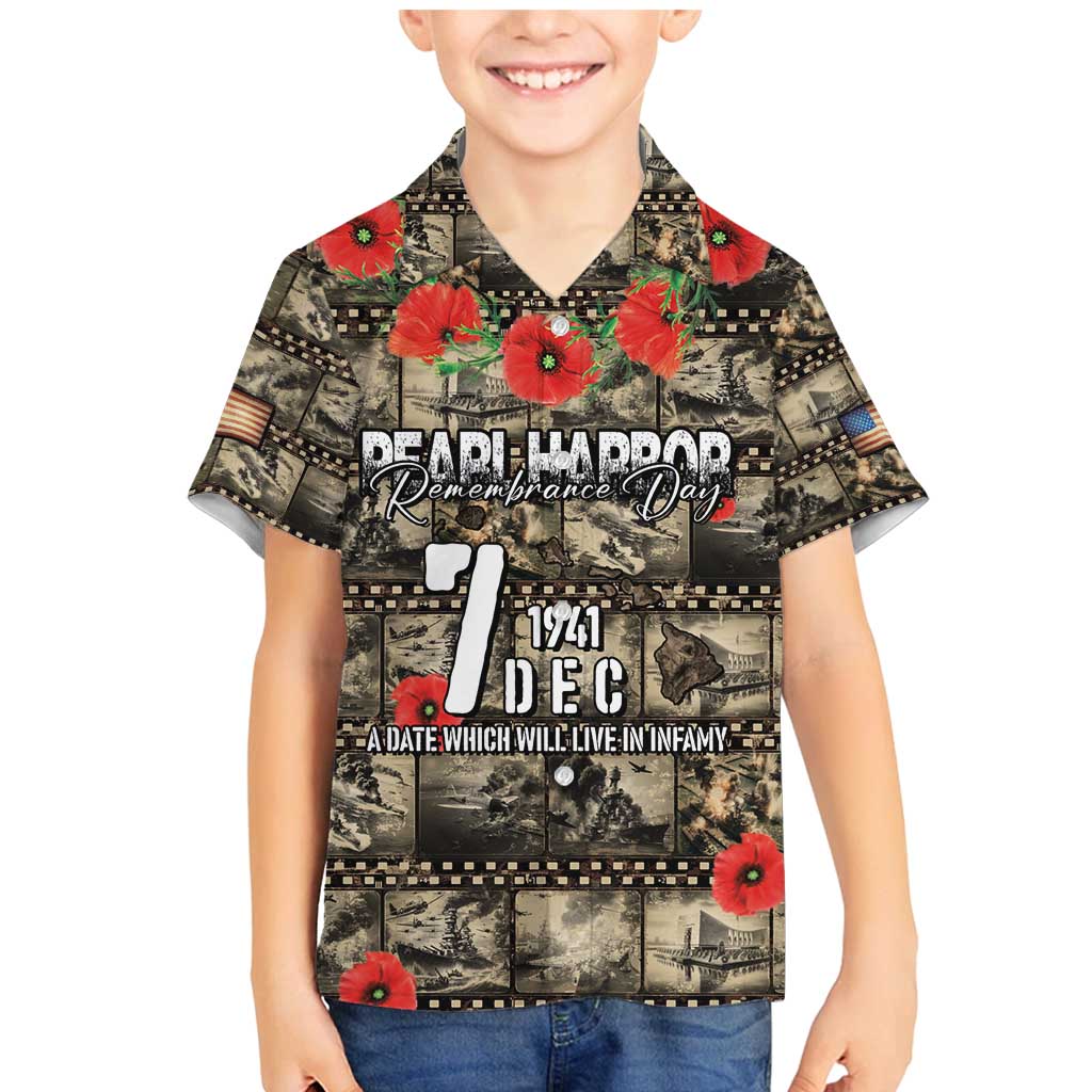 Pearl Harbor Remembrance Day Personalized Family Matching Mermaid Dress and Hawaiian Shirt Memories of December 7 with Red Poppy Lei - Wonder Print Shop