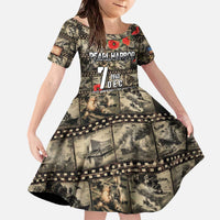 Pearl Harbor Remembrance Day Personalized Family Matching Off The Shoulder Long Sleeve Dress and Hawaiian Shirt Memories of December 7 with Red Poppy Lei - Wonder Print Shop