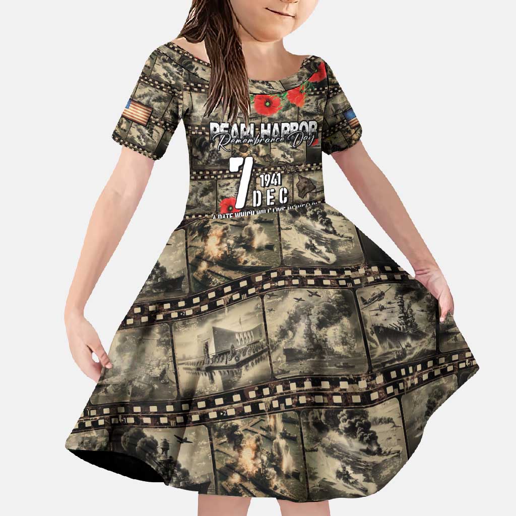 Pearl Harbor Remembrance Day Personalized Family Matching Off Shoulder Maxi Dress and Hawaiian Shirt Memories of December 7 with Red Poppy Lei - Wonder Print Shop