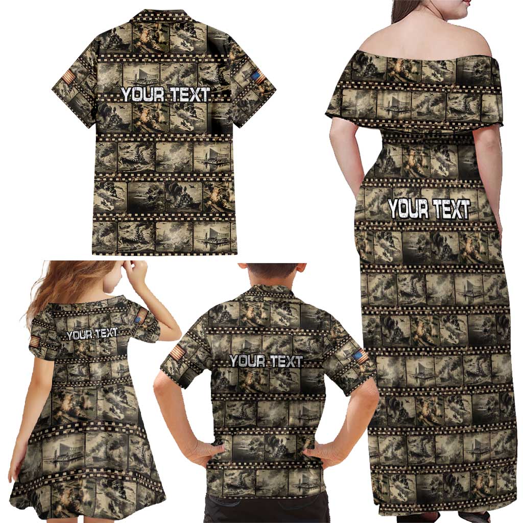 Pearl Harbor Remembrance Day Personalized Family Matching Off Shoulder Maxi Dress and Hawaiian Shirt Memories of December 7 with Red Poppy Lei - Wonder Print Shop