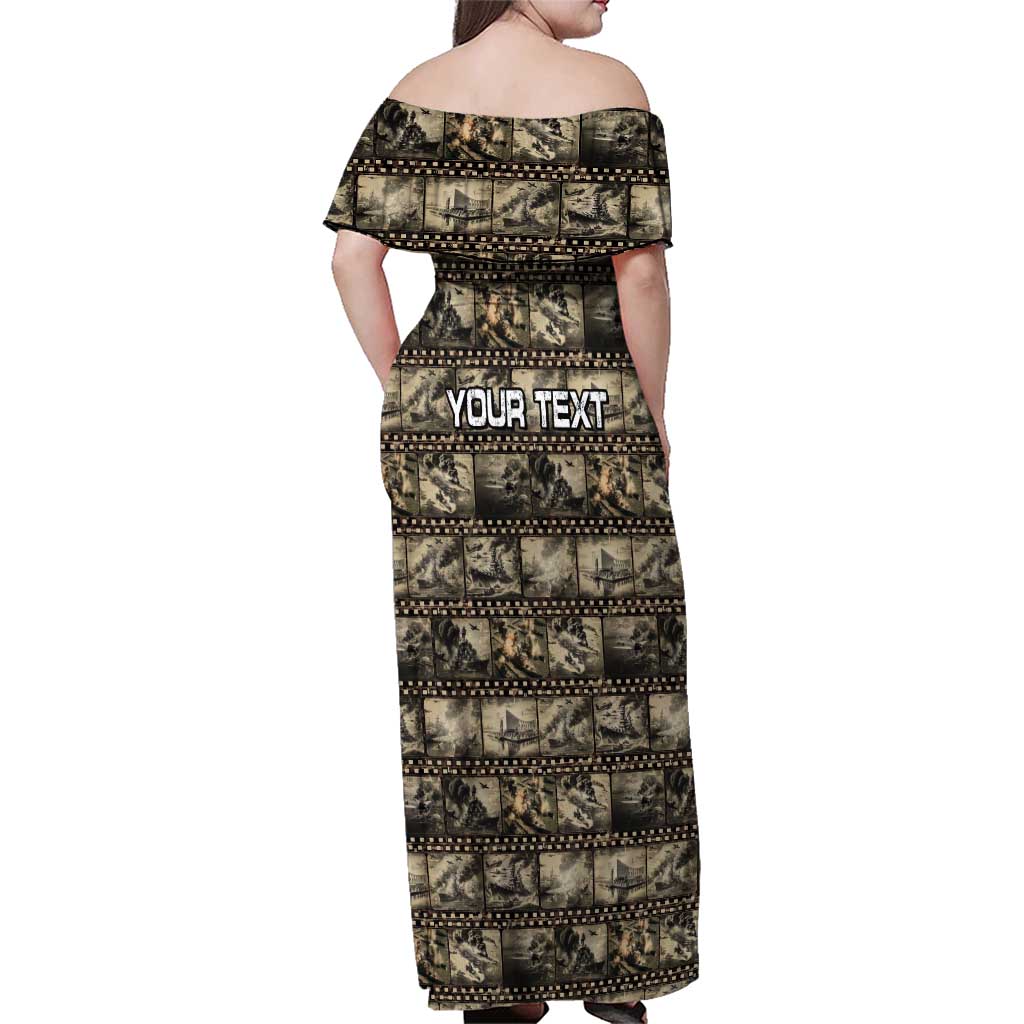 Pearl Harbor Remembrance Day Personalized Family Matching Off Shoulder Maxi Dress and Hawaiian Shirt Memories of December 7 with Red Poppy Lei - Wonder Print Shop