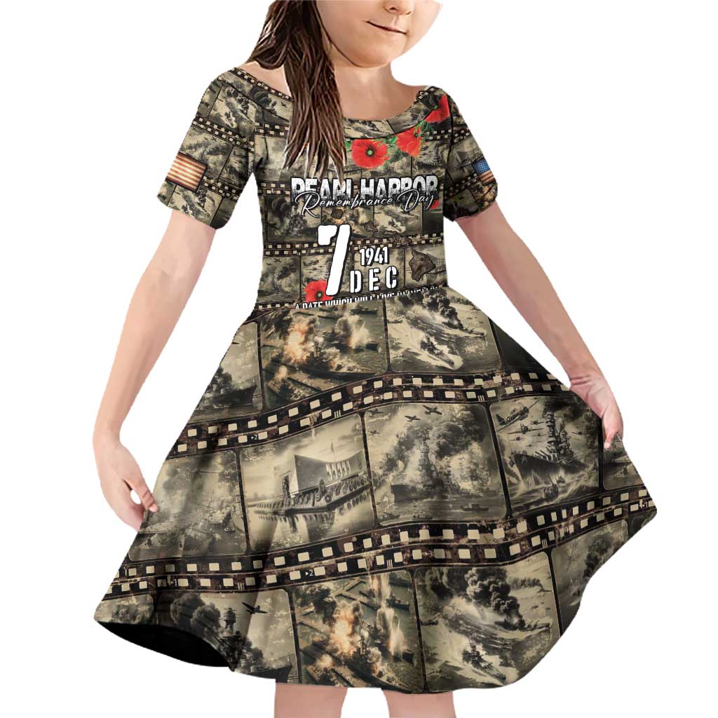 Pearl Harbor Remembrance Day Personalized Family Matching Off Shoulder Short Dress and Hawaiian Shirt Memories of December 7 with Red Poppy Lei - Wonder Print Shop