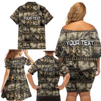 Pearl Harbor Remembrance Day Personalized Family Matching Off Shoulder Short Dress and Hawaiian Shirt Memories of December 7 with Red Poppy Lei - Wonder Print Shop
