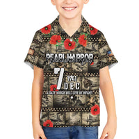Pearl Harbor Remembrance Day Personalized Family Matching Off Shoulder Short Dress and Hawaiian Shirt Memories of December 7 with Red Poppy Lei - Wonder Print Shop