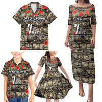 Pearl Harbor Remembrance Day Personalized Family Matching Puletasi and Hawaiian Shirt Memories of December 7 with Red Poppy Lei - Wonder Print Shop