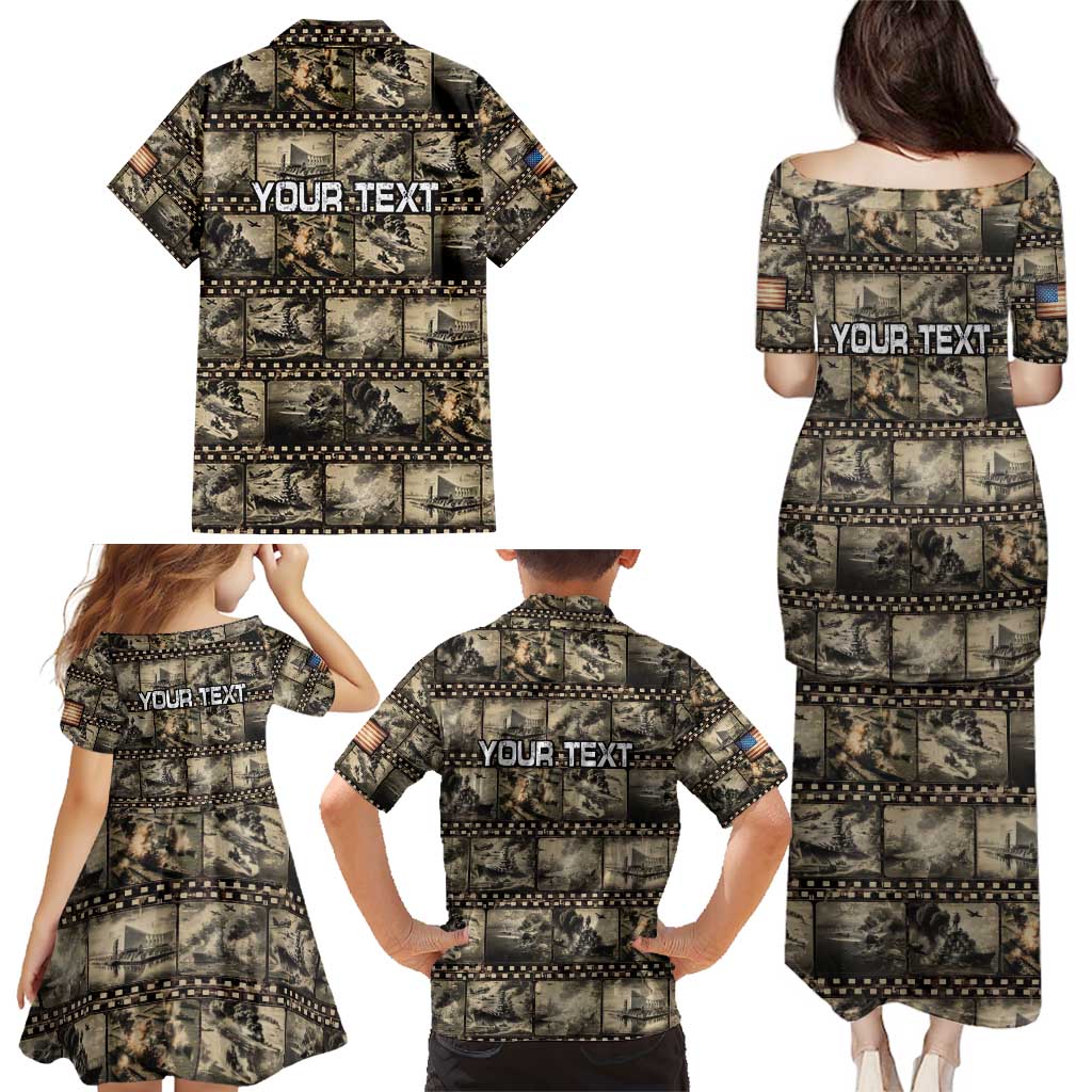 Pearl Harbor Remembrance Day Personalized Family Matching Puletasi and Hawaiian Shirt Memories of December 7 with Red Poppy Lei - Wonder Print Shop