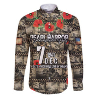 Pearl Harbor Remembrance Day Personalized Family Matching Puletasi and Hawaiian Shirt Memories of December 7 with Red Poppy Lei - Wonder Print Shop