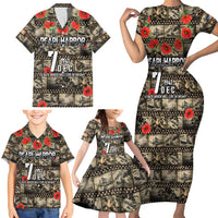 Pearl Harbor Remembrance Day Personalized Family Matching Short Sleeve Bodycon Dress and Hawaiian Shirt Memories of December 7 with Red Poppy Lei - Wonder Print Shop