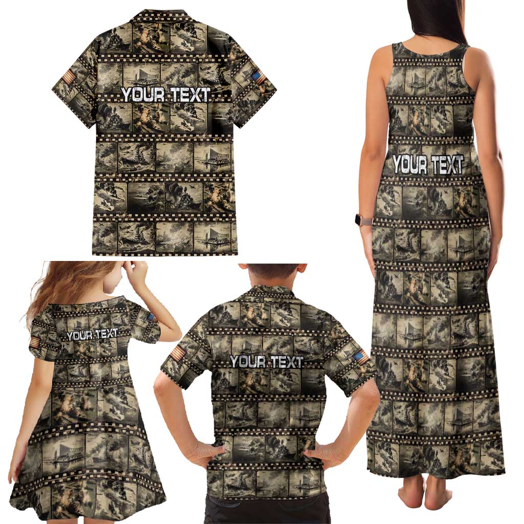 Pearl Harbor Remembrance Day Personalized Family Matching Tank Maxi Dress and Hawaiian Shirt Memories of December 7 with Red Poppy Lei - Wonder Print Shop