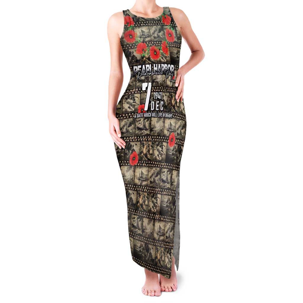 Pearl Harbor Remembrance Day Personalized Family Matching Tank Maxi Dress and Hawaiian Shirt Memories of December 7 with Red Poppy Lei - Wonder Print Shop