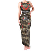 Pearl Harbor Remembrance Day Personalized Family Matching Tank Maxi Dress and Hawaiian Shirt Memories of December 7 with Red Poppy Lei - Wonder Print Shop