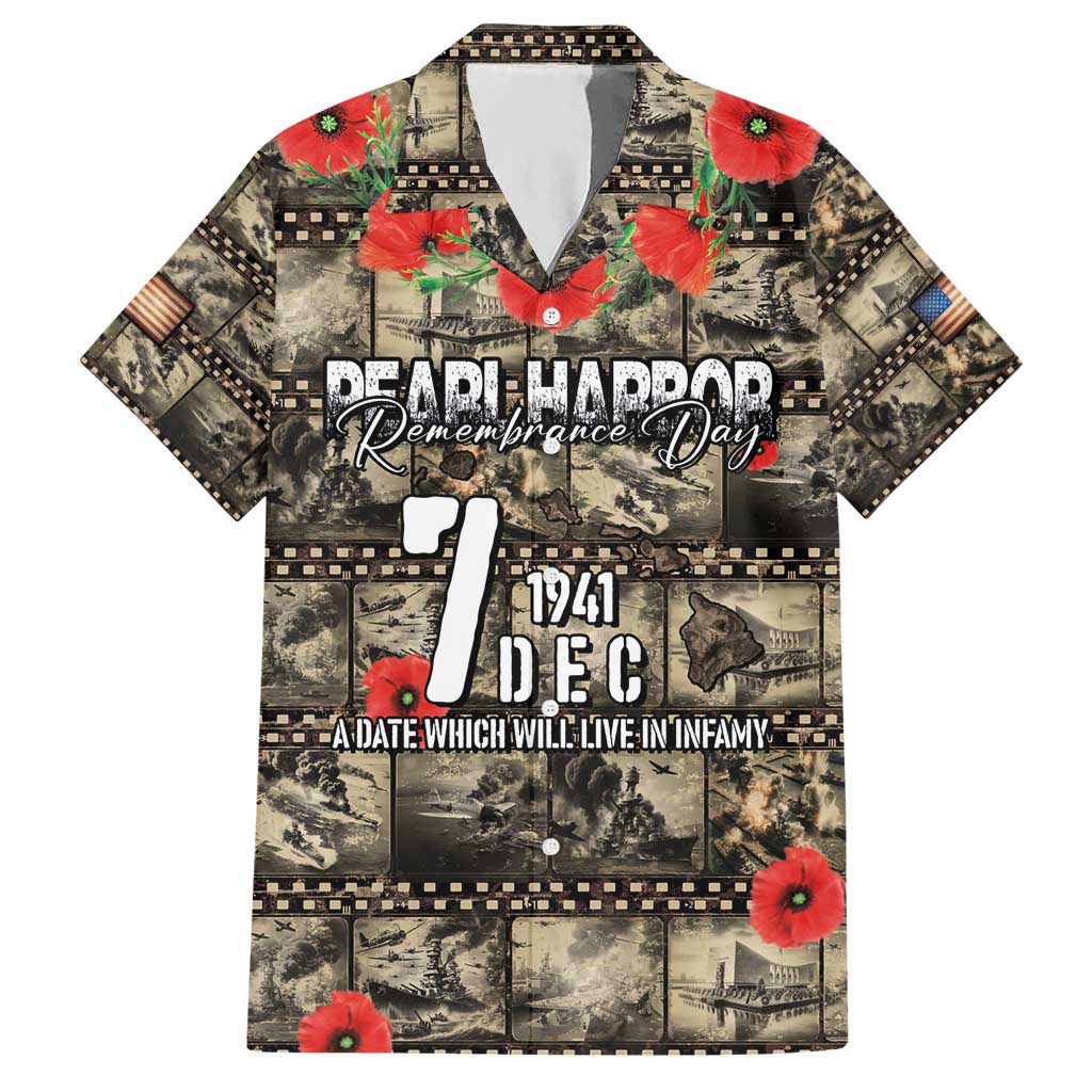 Pearl Harbor Remembrance Day Personalized Hawaiian Shirt Memories of December 7 with Red Poppy Lei - Wonder Print Shop