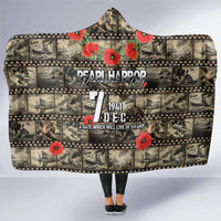Pearl Harbor Remembrance Day Hooded Blanket Memories of December 7 with Red Poppy Lei - Wonder Print Shop