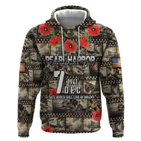 Pearl Harbor Remembrance Day Personalized Hoodie Memories of December 7 with Red Poppy Lei - Wonder Print Shop