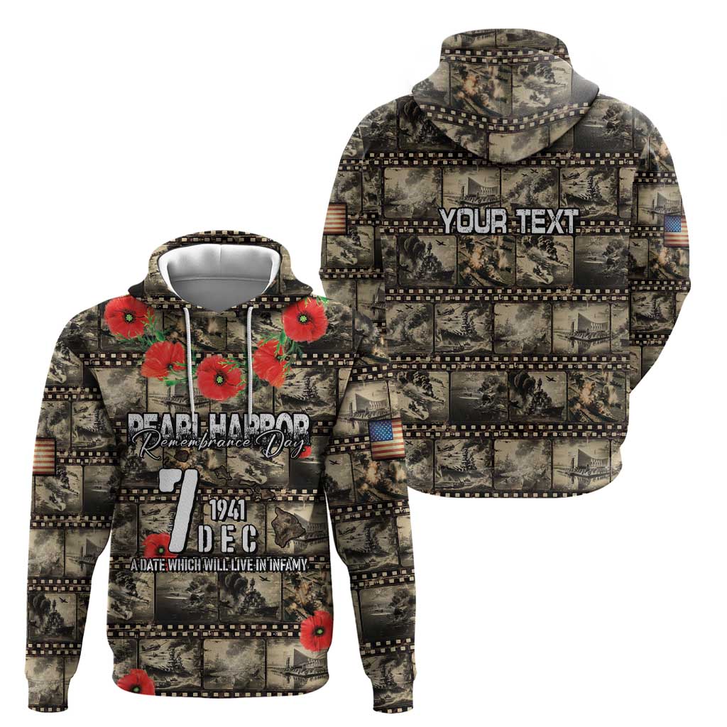 Pearl Harbor Remembrance Day Personalized Hoodie Memories of December 7 with Red Poppy Lei - Wonder Print Shop