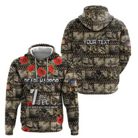 Pearl Harbor Remembrance Day Personalized Hoodie Memories of December 7 with Red Poppy Lei - Wonder Print Shop