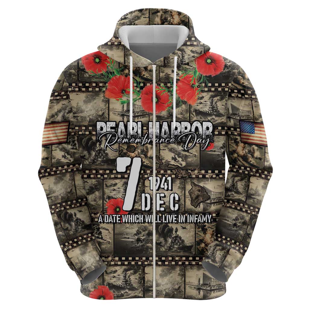 Pearl Harbor Remembrance Day Personalized Hoodie Memories of December 7 with Red Poppy Lei - Wonder Print Shop