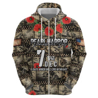 Pearl Harbor Remembrance Day Personalized Hoodie Memories of December 7 with Red Poppy Lei - Wonder Print Shop