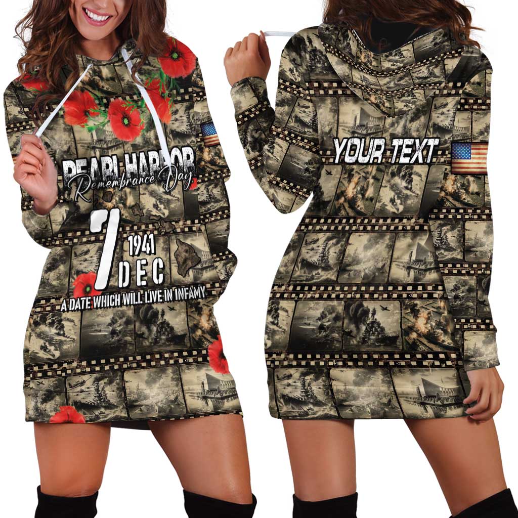 Pearl Harbor Remembrance Day Personalized Hoodie Dress Memories of December 7 with Red Poppy Lei - Wonder Print Shop