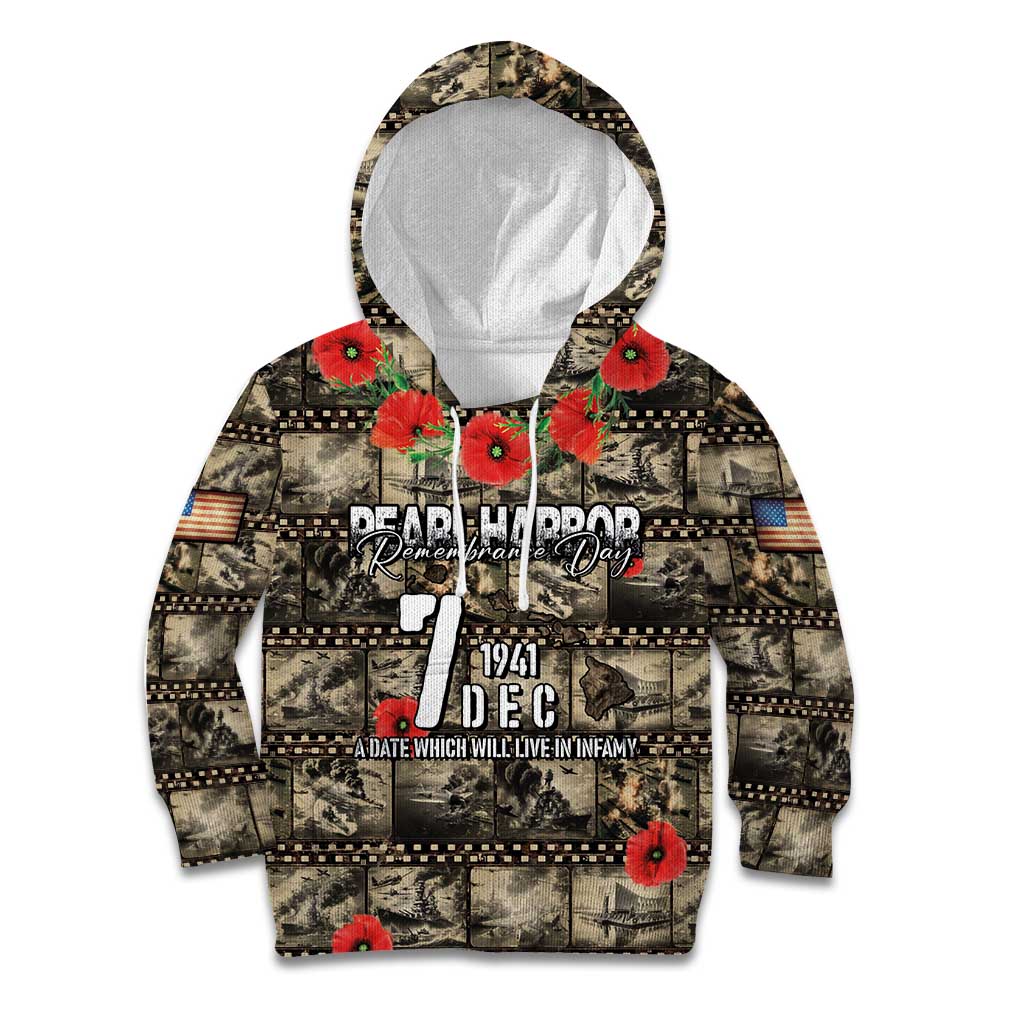 Pearl Harbor Remembrance Day Personalized Kid Hoodie Memories of December 7 with Red Poppy Lei - Wonder Print Shop