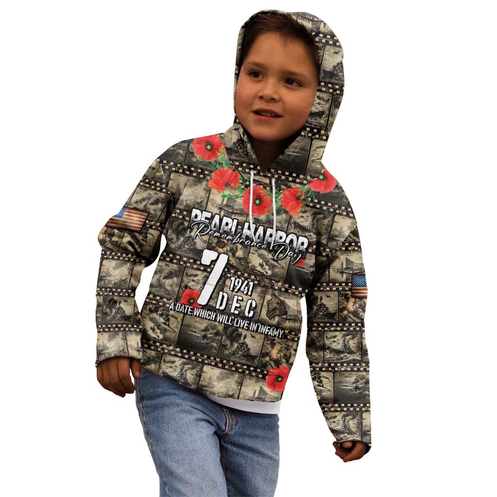 Pearl Harbor Remembrance Day Personalized Kid Hoodie Memories of December 7 with Red Poppy Lei - Wonder Print Shop