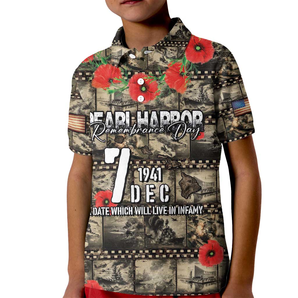 Pearl Harbor Remembrance Day Personalized Kid Polo Shirt Memories of December 7 with Red Poppy Lei - Wonder Print Shop