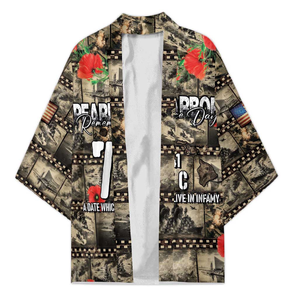 Pearl Harbor Remembrance Day Personalized Kimono Memories of December 7 with Red Poppy Lei - Wonder Print Shop