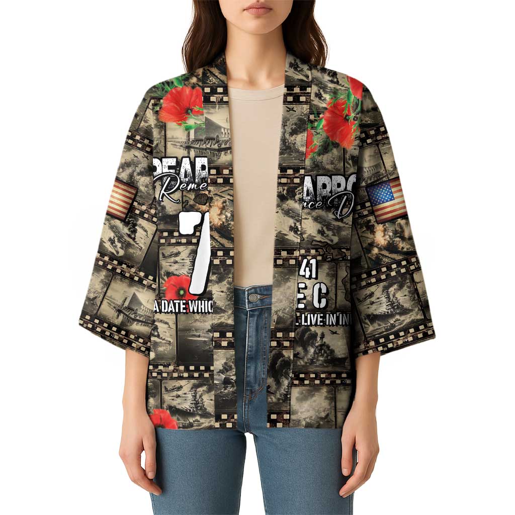 Pearl Harbor Remembrance Day Personalized Kimono Memories of December 7 with Red Poppy Lei - Wonder Print Shop