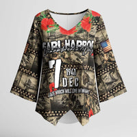 Pearl Harbor Remembrance Day Personalized Kimono Sleeve Blouse Memories of December 7 with Red Poppy Lei - Wonder Print Shop