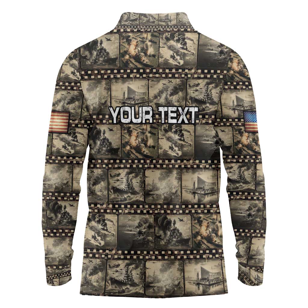 Pearl Harbor Remembrance Day Personalized Long Sleeve Polo Shirt Memories of December 7 with Red Poppy Lei - Wonder Print Shop