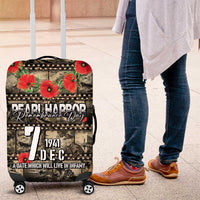 Pearl Harbor Remembrance Day Luggage Cover Memories of December 7 with Red Poppy Lei - Wonder Print Shop