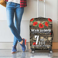 Pearl Harbor Remembrance Day Luggage Cover Memories of December 7 with Red Poppy Lei - Wonder Print Shop