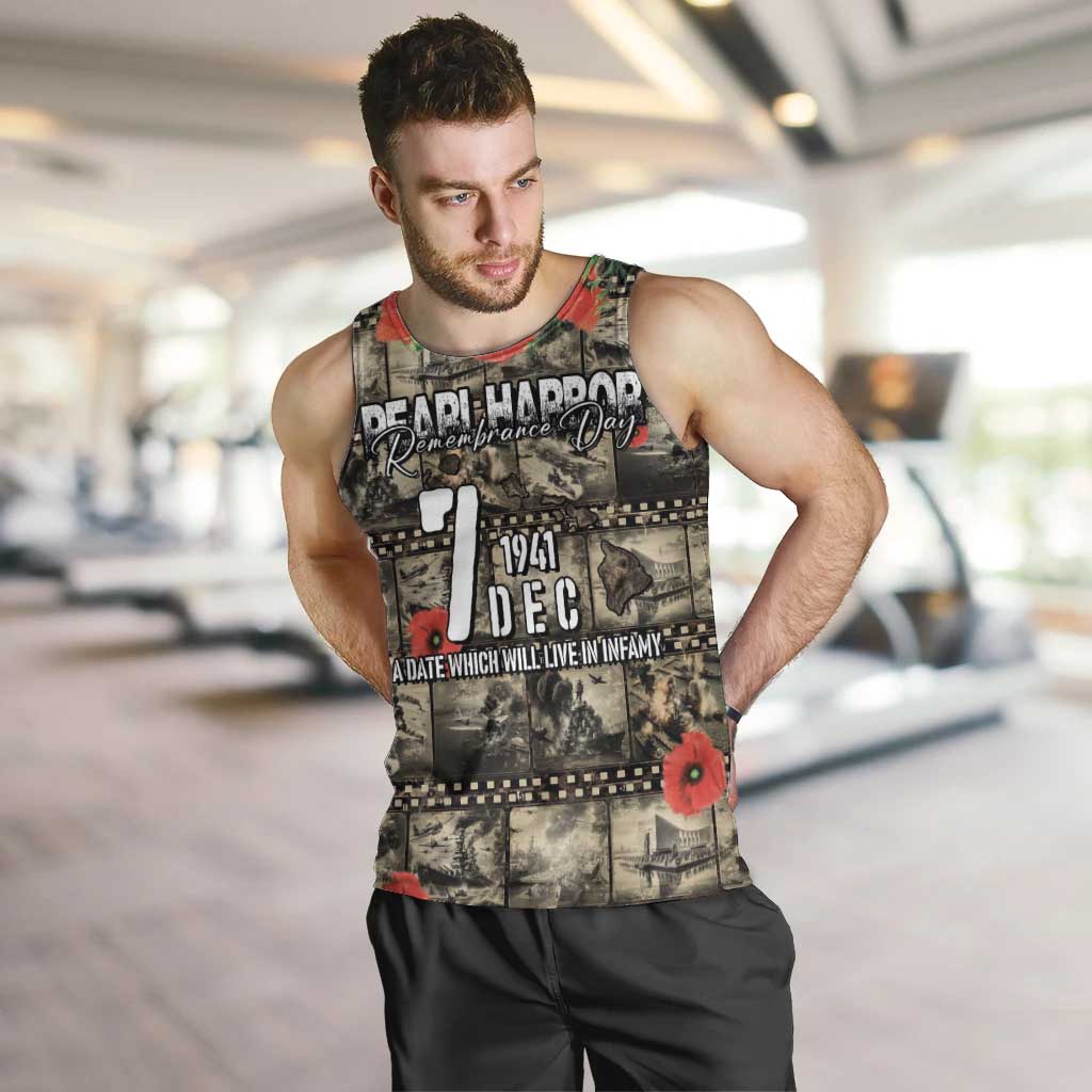 Pearl Harbor Remembrance Day Personalized Men Tank Top Memories of December 7 with Red Poppy Lei - Wonder Print Shop