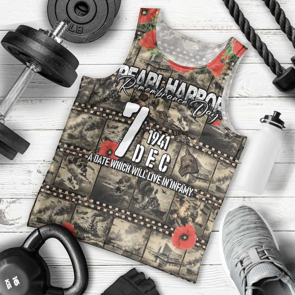 Pearl Harbor Remembrance Day Personalized Men Tank Top Memories of December 7 with Red Poppy Lei - Wonder Print Shop